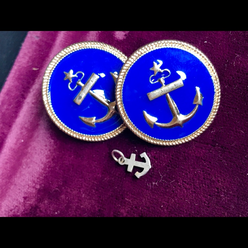 Gold tone Earrings and 925 charm